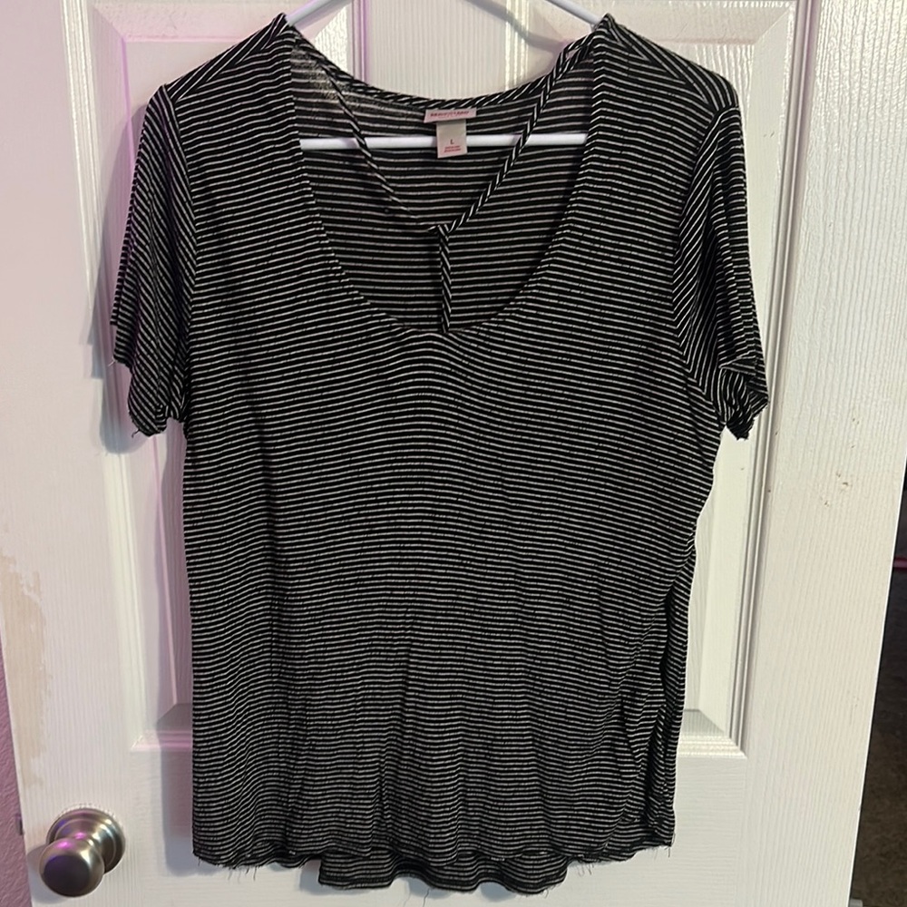 Black and White Striped Women's Top